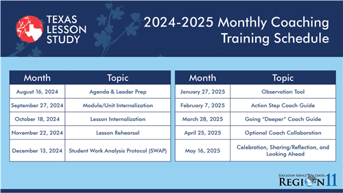 TXLS Training Schedule graphic